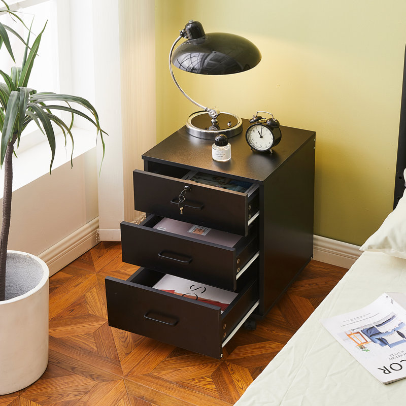 40cm Wide 3 -Drawer Mobile File Cabinet, Black