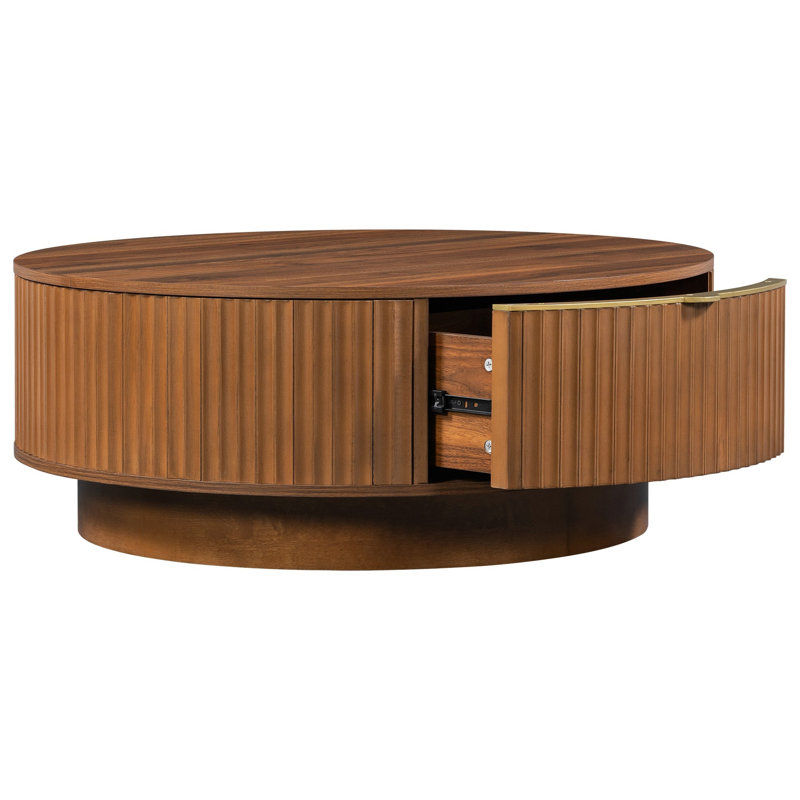 Table basse ronde avec tiroir Farmhouse, Brown