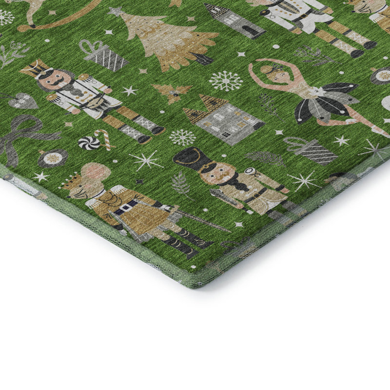 Premium Machine Washable Lingeswaran AMF1827 Fun Christmas Rug, Rectangle 10' x 14'