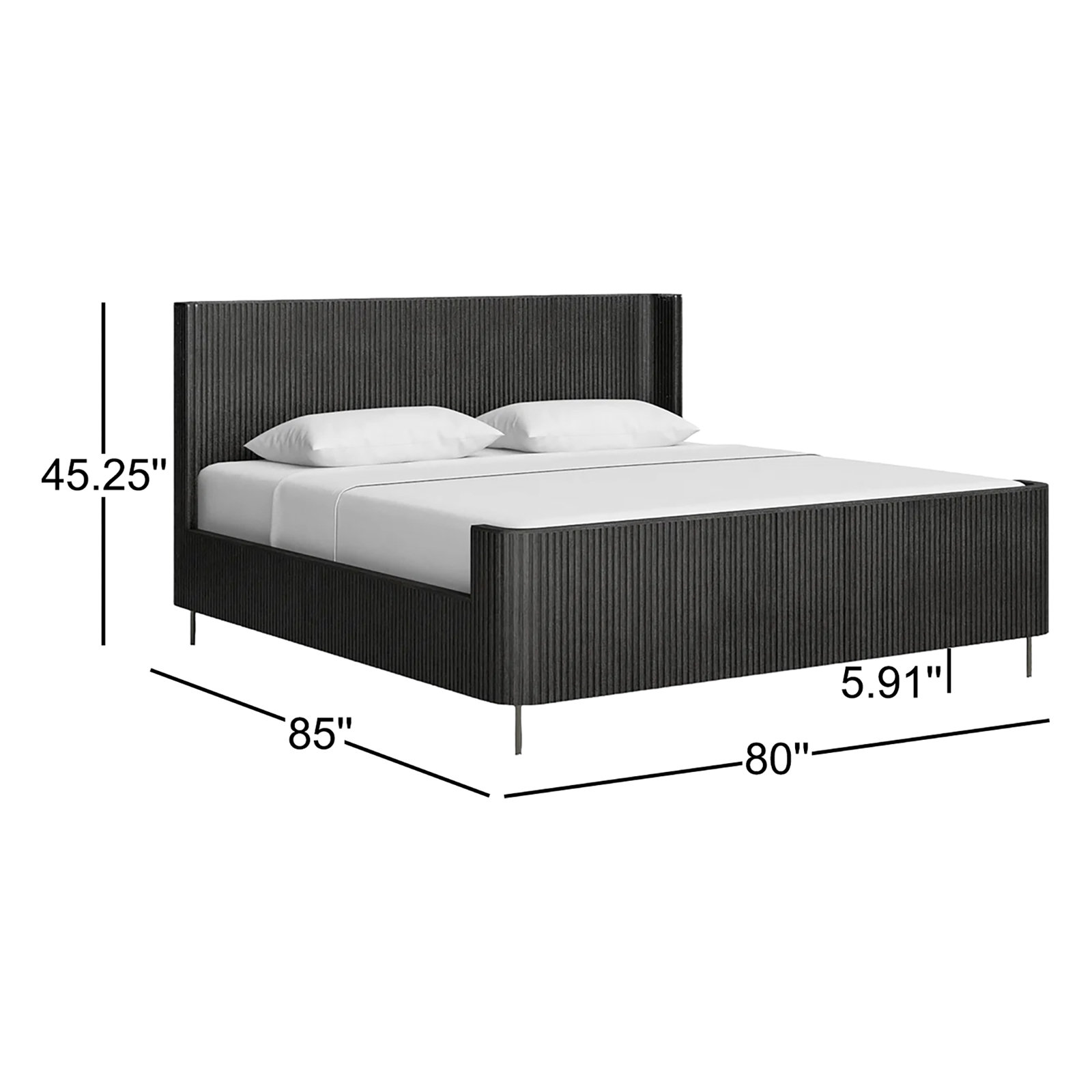 Geira Solid Wood, Manufactured Wood Wingback Bed, King
