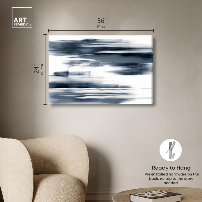 «Blue Mirage II», art mural bleu par , Toile tendue, H 24 po x l 36 po
