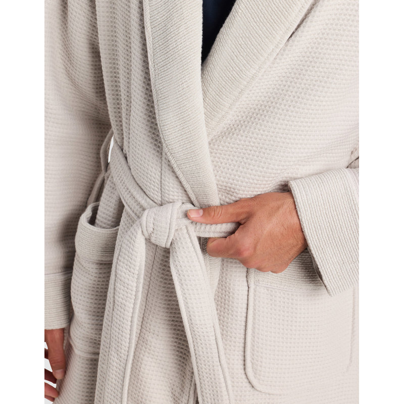 Waffle Bath Robe, XS, Light Gray
