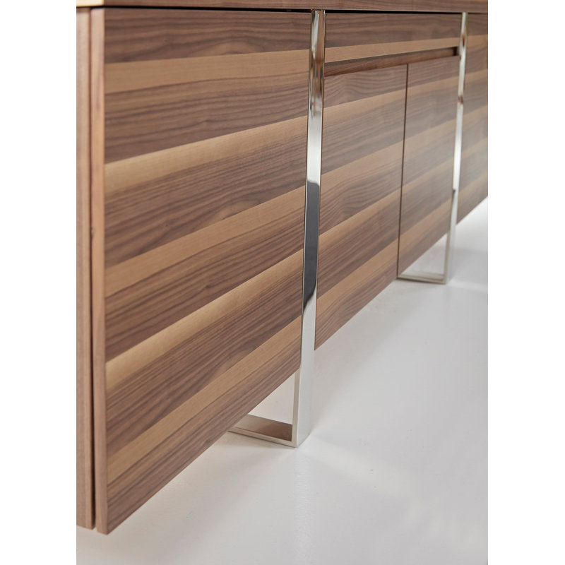 Buffet de 71 po de largeur Naro, Noyer, Argent