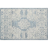 Hardanger Oriental Hand Tufted Wool Area Rug in Denim/White