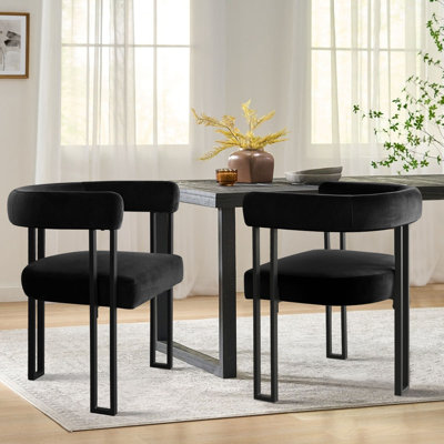 18" Seat Height Upholstered Velvet Kitchen Dining Armchair