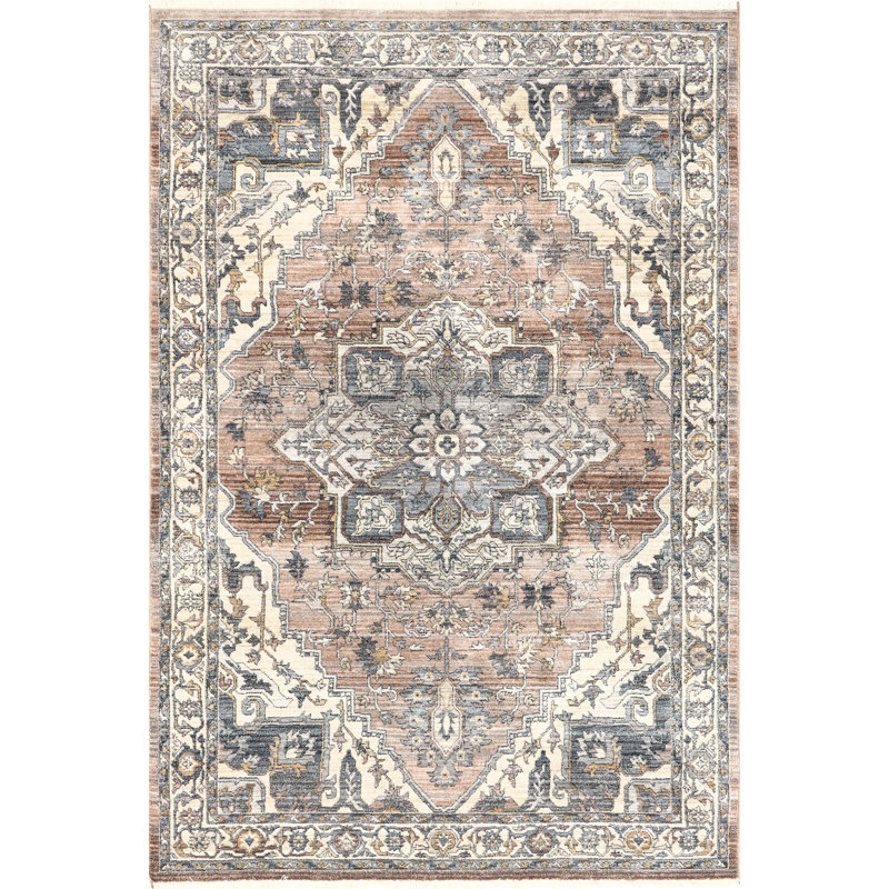 Faded Medallion Fringe Area Rug, Rectangle 4' x 6'
