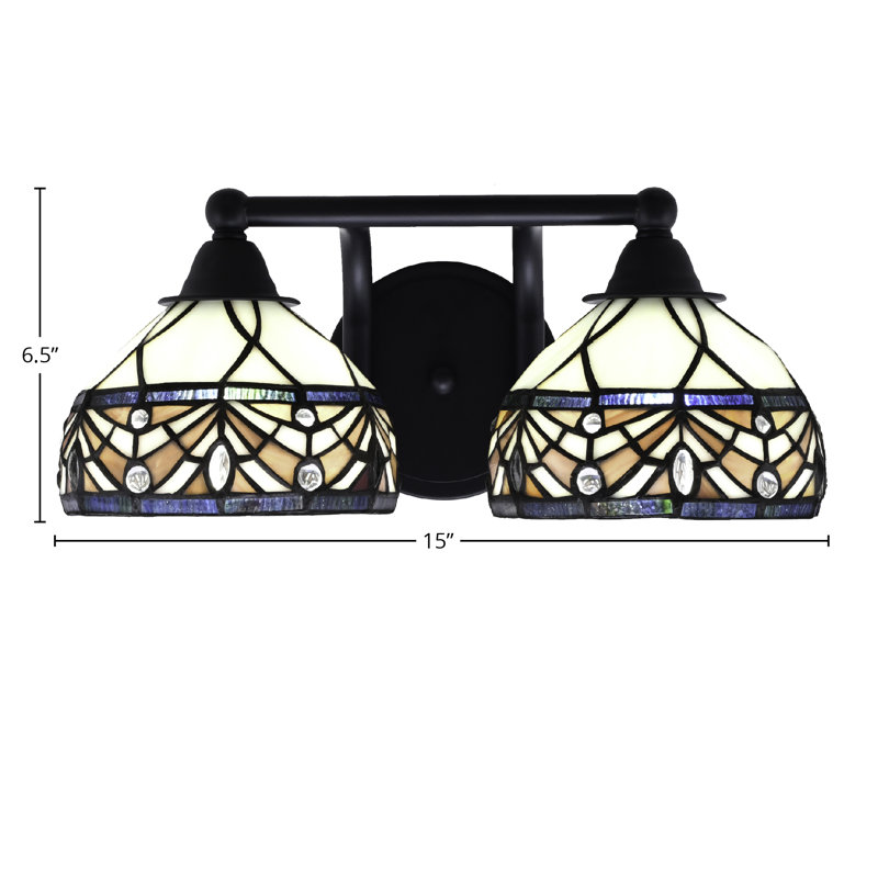 Paramount 2 Light Bath Bar Shown In Matte Black Finish With 7" Royal Merlot Art Glass