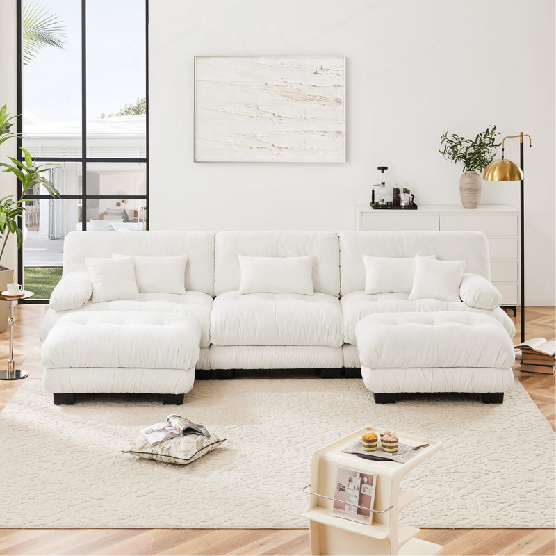 Canapé modulaire Boneless Luxury, Chenille blanche