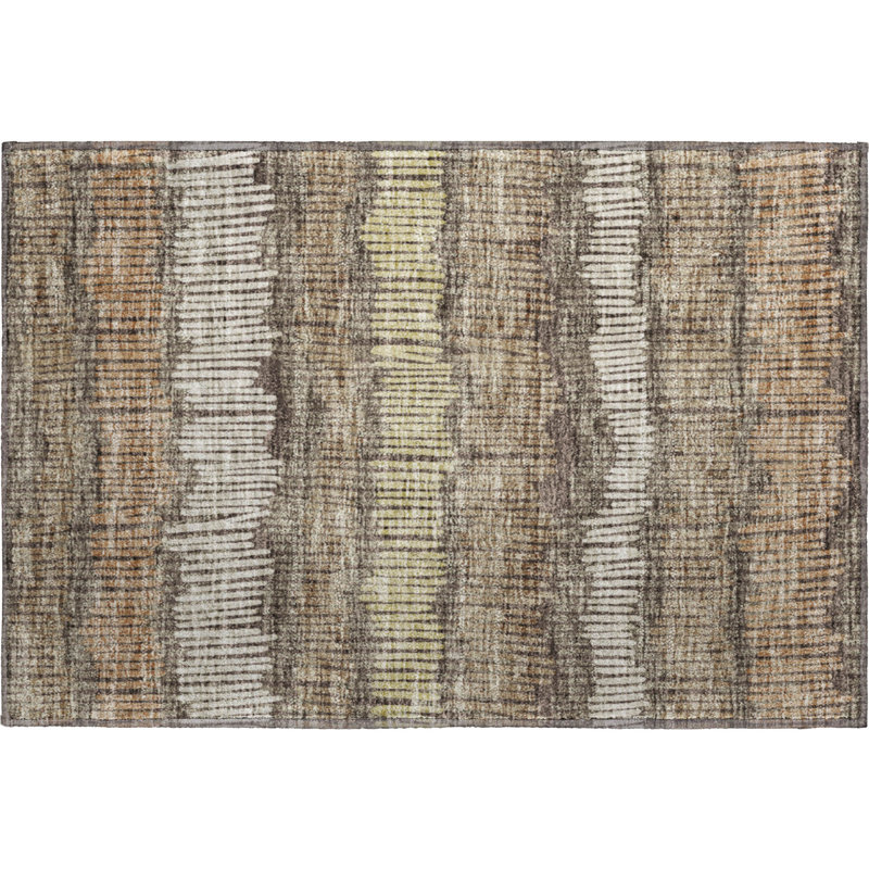Premium Machine Washable Prisco Brown Rug, Rectangle 1'8" x 2'6"