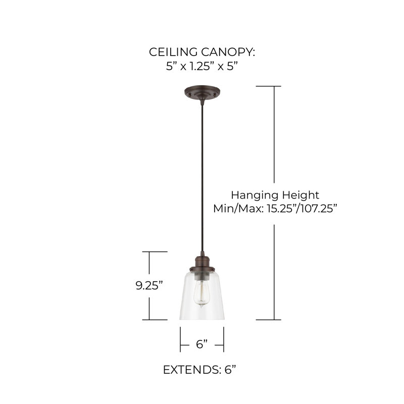 1 - Light Single Pendant, Burnished Bronze