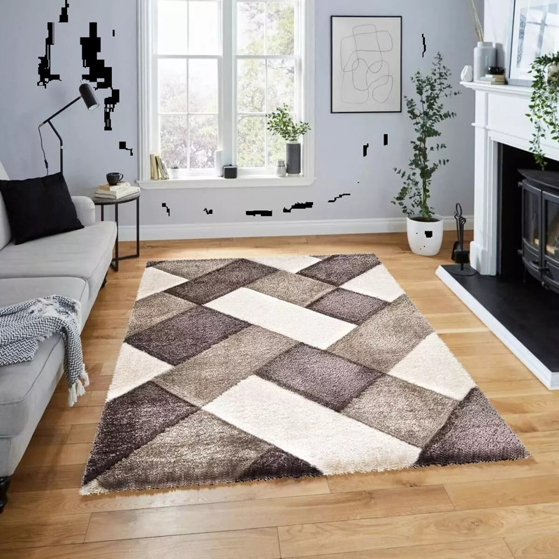 Geometric Shag Area Rug, Rectangle 160 x 230 cm