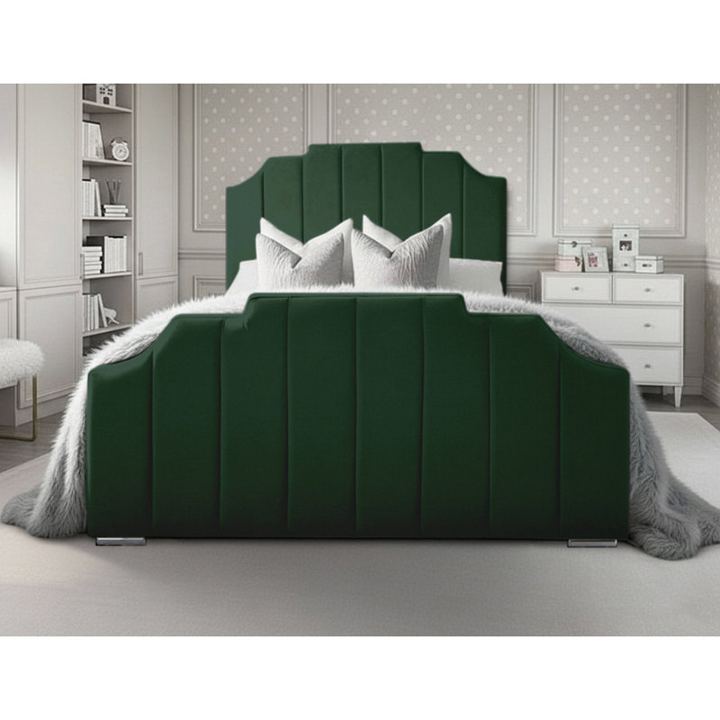 Tyrion Upholstered Bed , Small Double (4'), Emerald