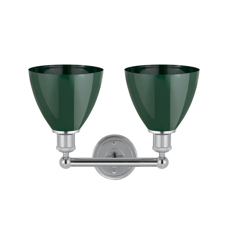 Éclairage pour meuble-lavabo à 2 lumières Arpita, Chrome poli, Vert