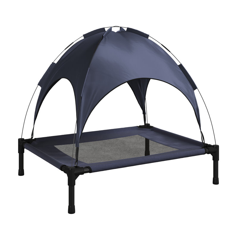 PETMAKER 30x24 Elevated Dog Bed with Canopy - Portable Pet Bed with Carrying Case for Medium Dogs, Blue