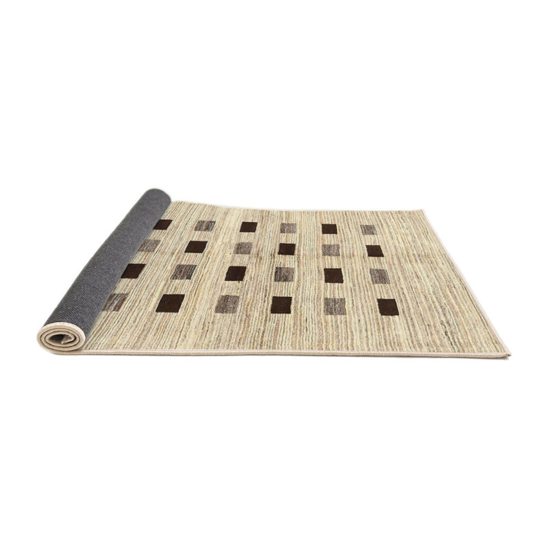 Tapis géométrique beige / brun, Rond 6 pi