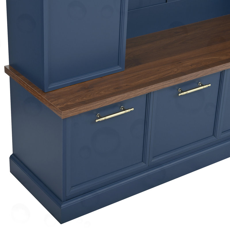Hall Tree With Hooks And Adjustable Shelves, Blue