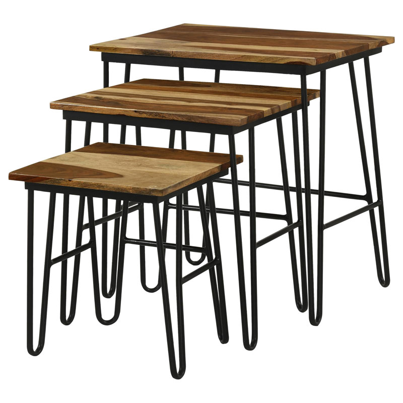 Tables gigognes rectangulaires avec base en bois naturel et rustique