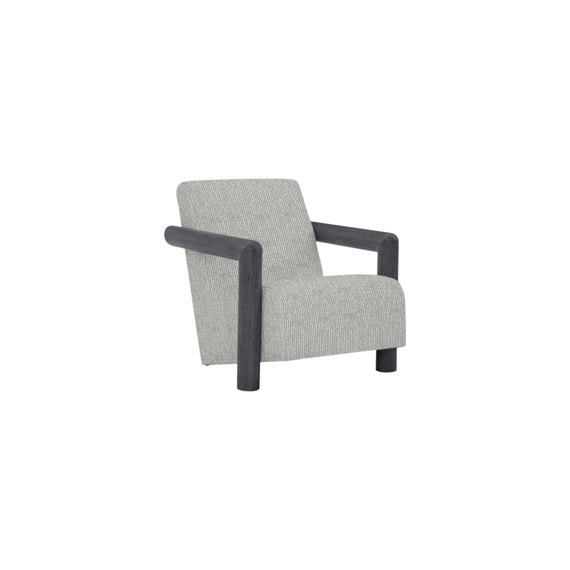Mara Patio Chair with Cushions, Lt Grey Chenille Woven Stripe 6023-010, Flint Gray