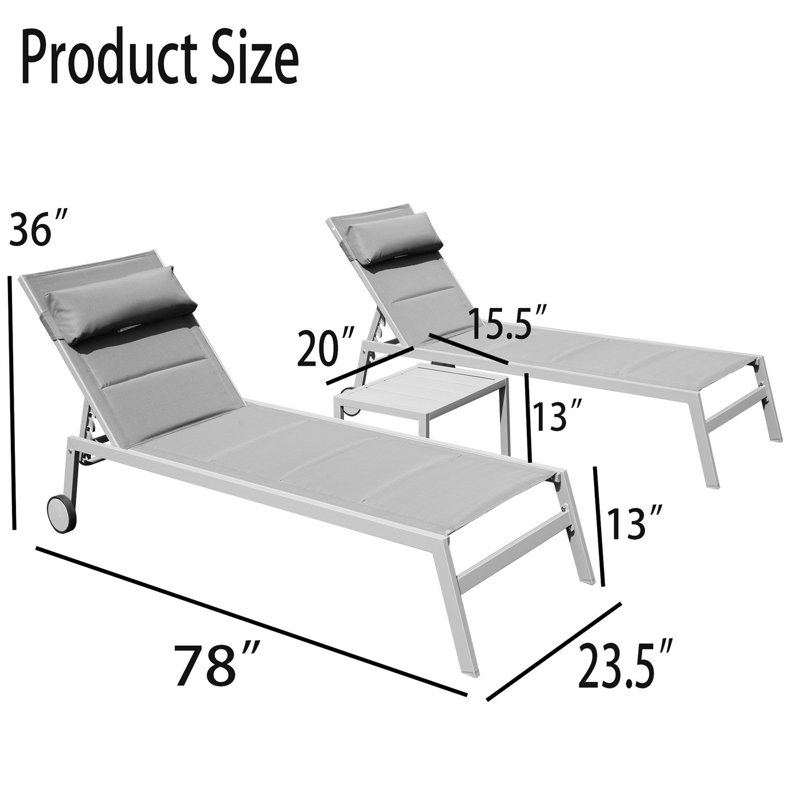 Ensemble de chaise longue d'extérieur Keimyah, Gris