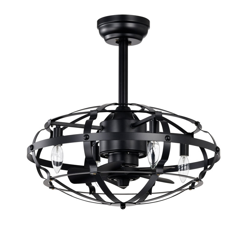 Industrial Ceiling Fan Light Kit For Living Room Bedroom Kitchen And Bladeless Caged Ceiling Fan With Lights