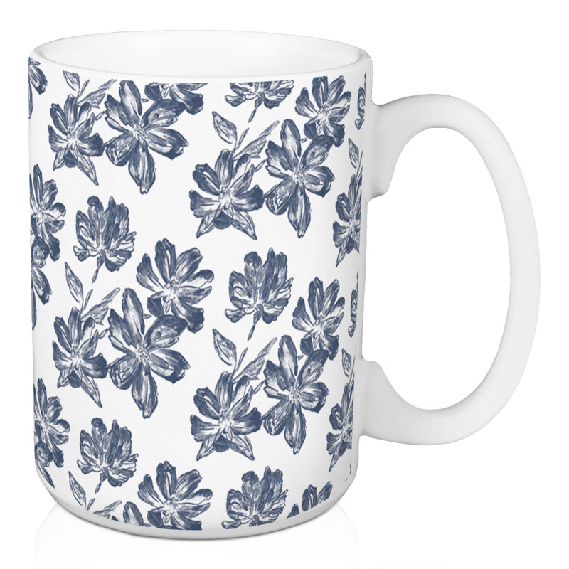 Grande tasse à café floral Orona, Blanc