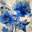 Fleurs bleues - reproduction encadrée mat pour décor de salon