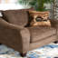 Chaise avec accoudoirs en tissu Camero, brun