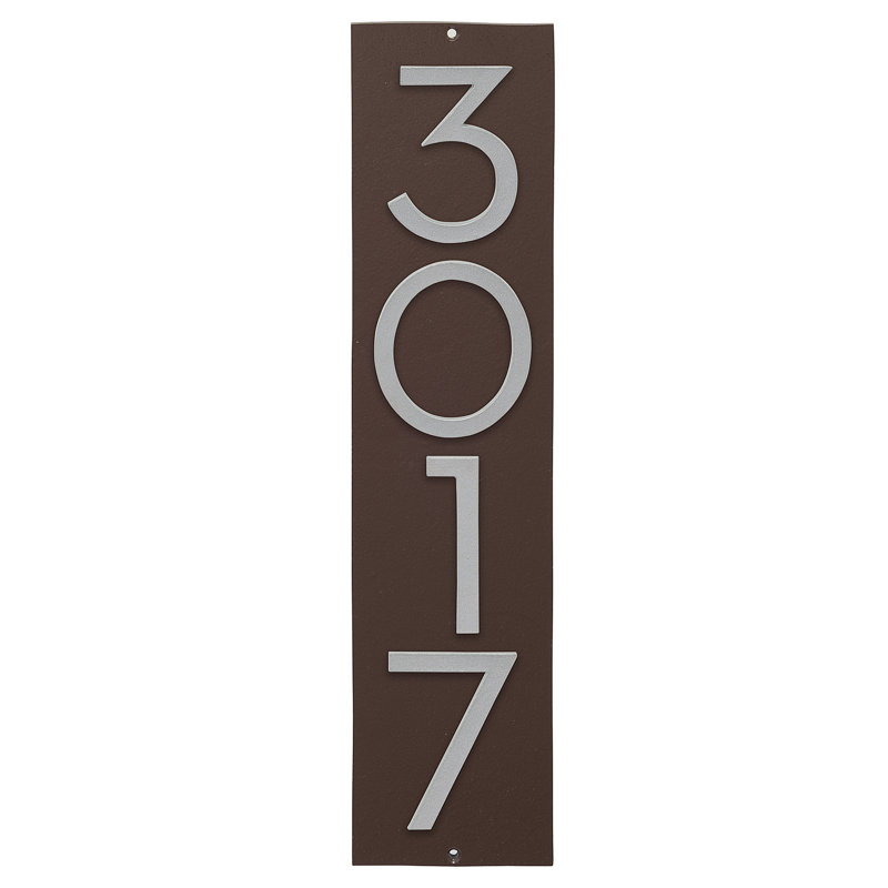 Floating Modern 3" Number Vertical Address Plaque (4 Digits), Silver, Roman Bronze, Yes