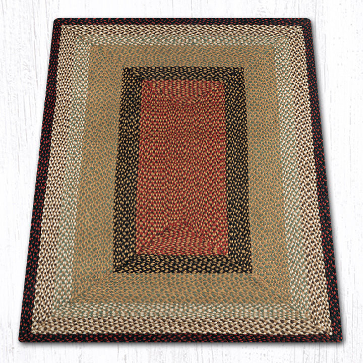  Tapis tressé à la main bourgogne / moutarde, 4 pi x 6 pi