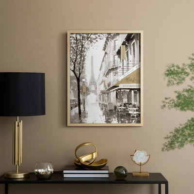 «Stroll Through Paris I», reproduction encadrée - bois massif