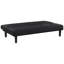 Lit convertible moderne noir sans accoudoirs avec un design, une texture lisse et un revêtement en velours doux, un capitonnage biscuit et un support