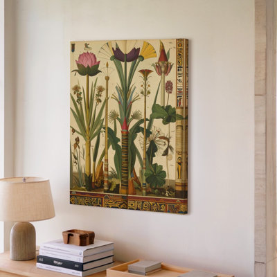 A Botanical Illustration In Ancient Egyptian Canvas Style Features A Wide Array Of Stylized Wall Art Premium Quality Ready To Hang