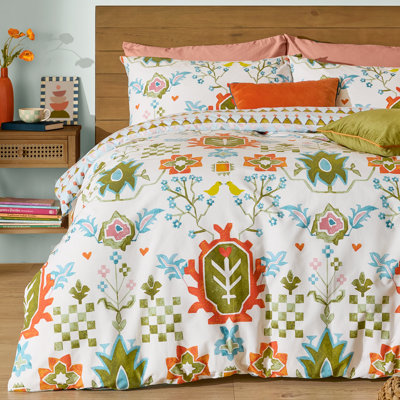 furn. Dilara Cotton Blend and Cotton Geometric Duvet Cover Set with Pillowcases