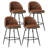 Swivel Bar Stools Set Of 4, Counter Height Bar Stools With Back & Metal Legs-Brown-523600497
