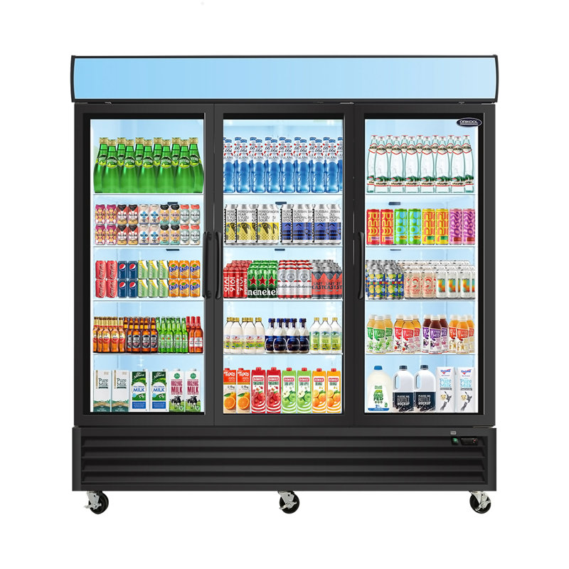 Réfrigérateur commercial à porte vitrée avec porte battante et réfrigérateur commercial de 70 pieds cubes