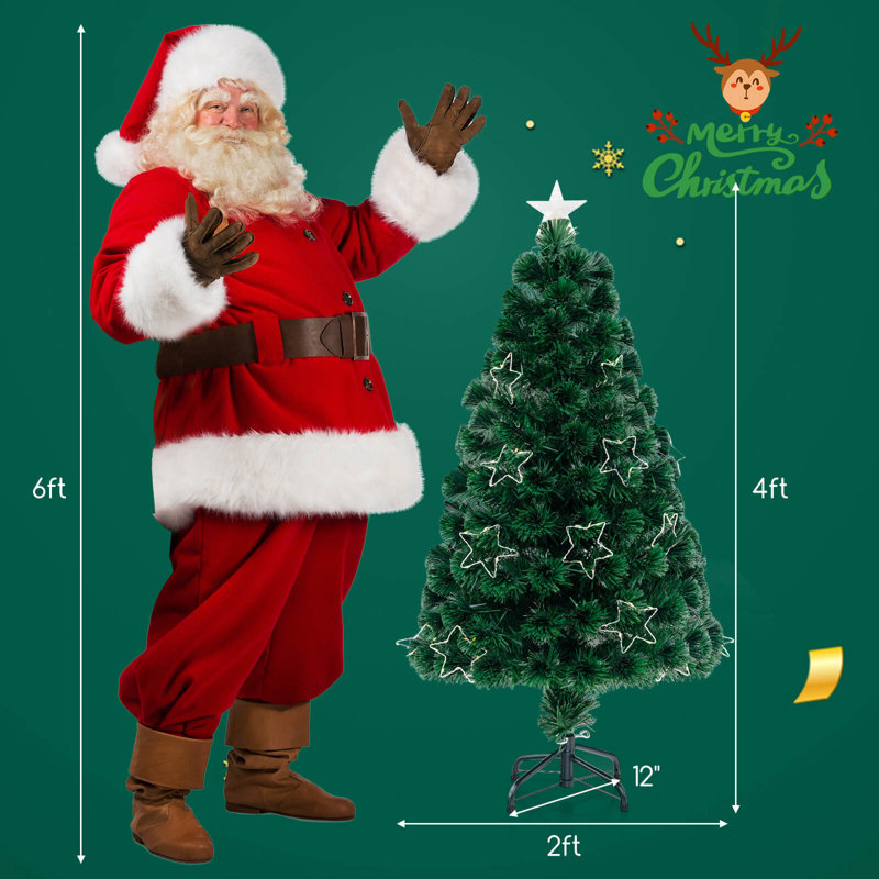 Artificial Xmas Tree With 270 Branch Tips 509 Warm White Led Lights, 4'