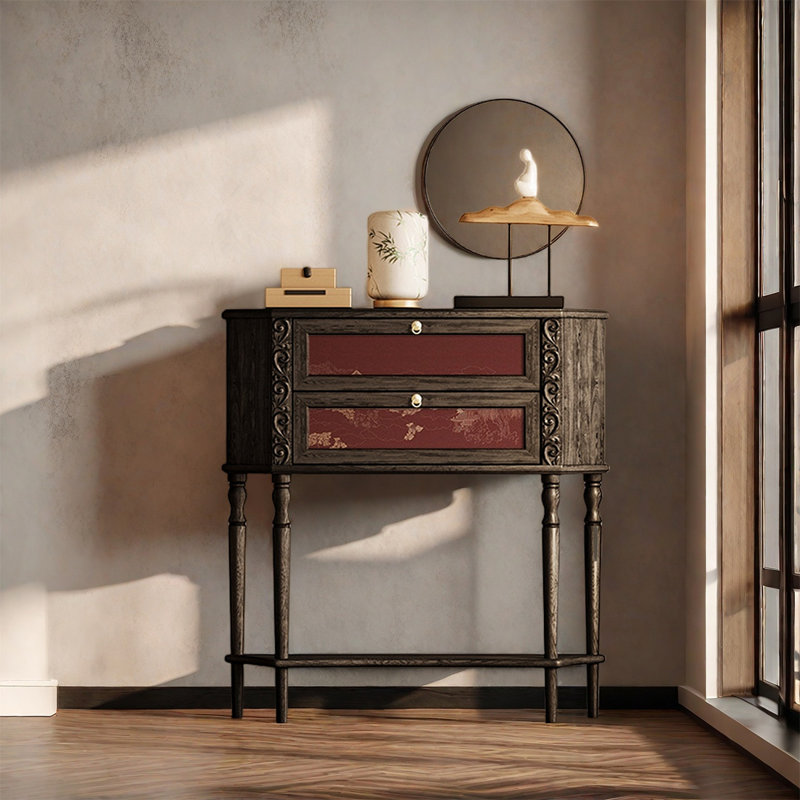 Armoire de rangement à deux tiroirs en bois de noyer
