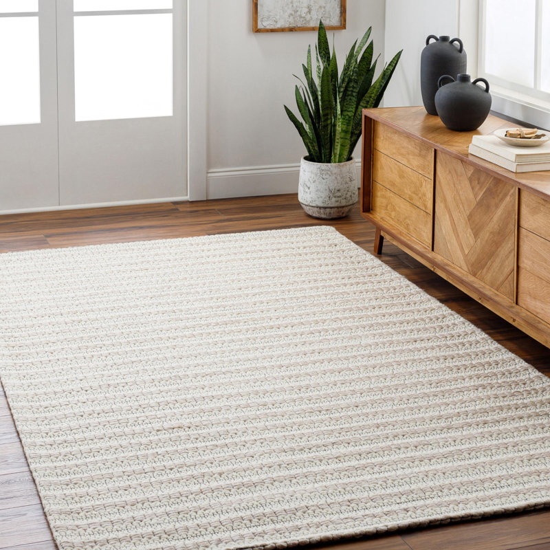 Harvi Striped Rug, Rectangle 2' x 3', Brown/Cream