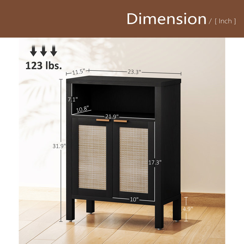 Coffee Bar Cabinet,Buffet Cabinet With Storage,Nordic Style Cabinet,With Adjustable Shelf, Distressed Black