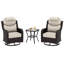 Ensemble de conversation de patio 3 pièces avec chaises berçantes pivotantes et table d'appoint - Mobilier de salon en osier-483996650