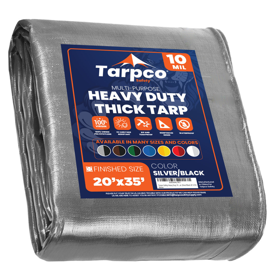 10 Mil Heavy Duty Polyethylene Tarp, Waterproof, UV Resistant Tarpco Safety