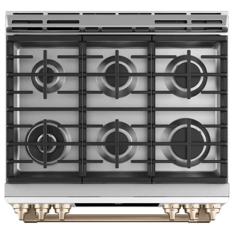 Matte White 30" Smart Gas Range with Convection Oven and Griddle
