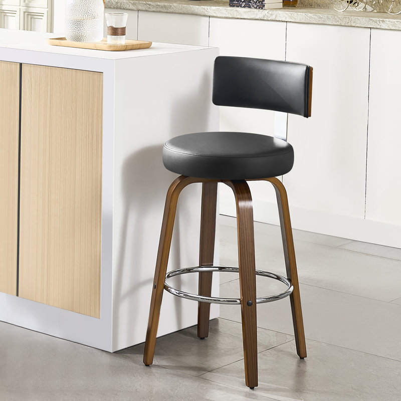 Swivel Upholsered Counter & Bar Stool, Black, Bar Stool (29" Seat Height)