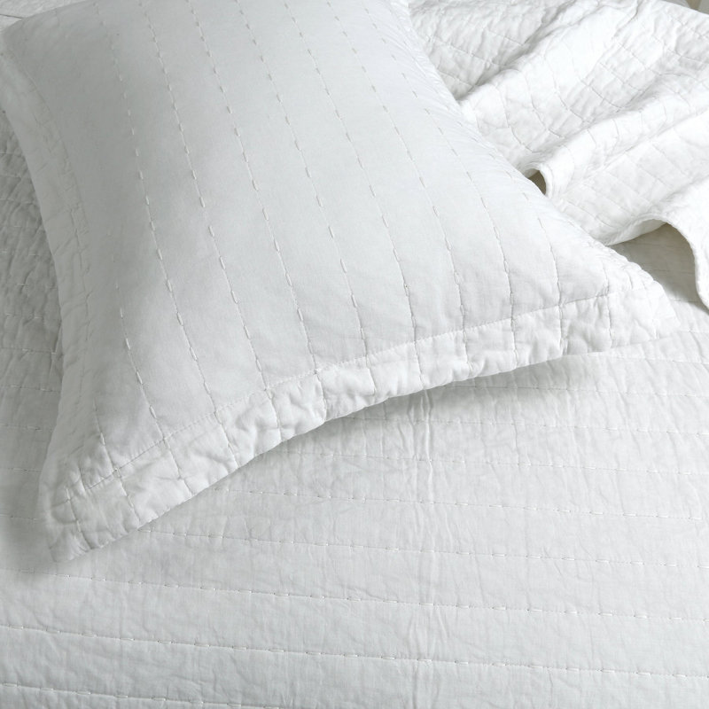Ensemble de courtepointe 100% coton Squiltset, Courtepointe très grand et 2 très grandes taies, Blanc de qualité supérieure