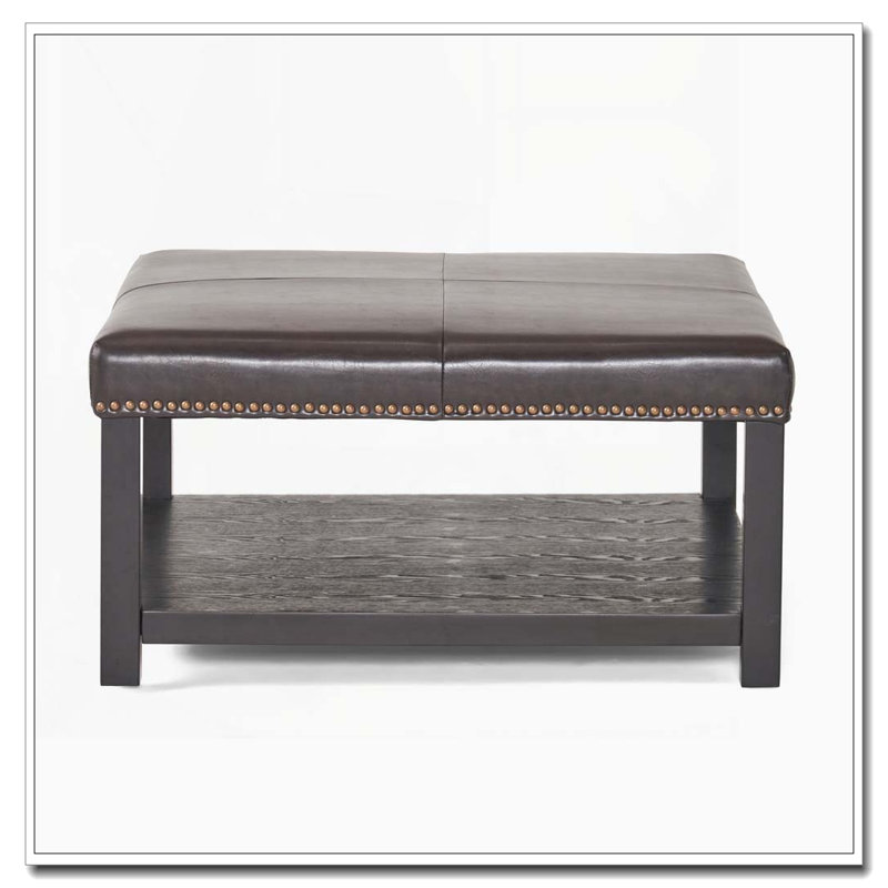 Grand banc repose-pieds carré en similicuir
