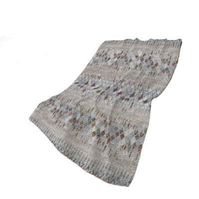 50" X 70" Blue And Gray Geometric Polyester Woven Plush Throw Blanket