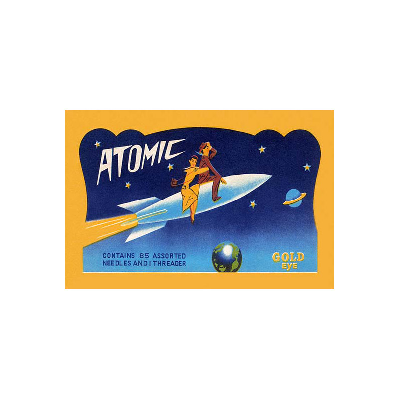 « atomic aiguilles », affiche rétro, H 28 po x l 42 po x P 1,5 po