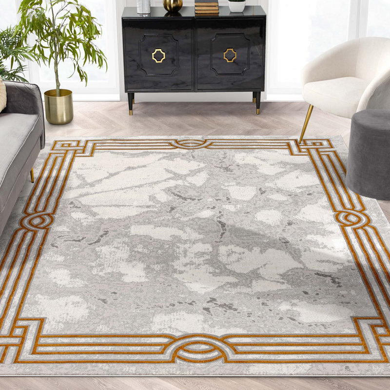  Fairmont Ivory Gold Abstract Glam Area Rug, Rectangle 7'10" x 9'10"