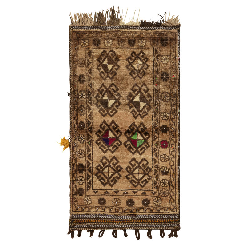 Wool Geometric Area Rug in Beige