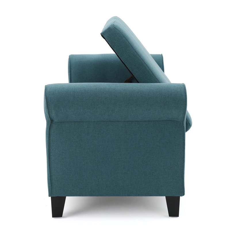 Banc de rangement rembourré Aisyah, Polyester bleu sarcelle 